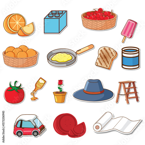 all kitchen things like fruits breads etc