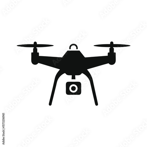 Drone with camera lens underneath silhouette for aerial photography modern tech and travel
