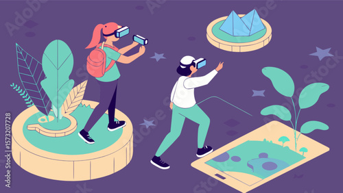 Virtual reality vr metaverse experience augmented reality gaming simulation technology illustration concept design