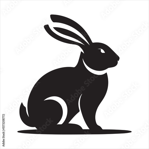 Silhouette vector of a rabbit standing on a white background