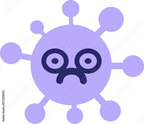 sad staring virus in bright neon color