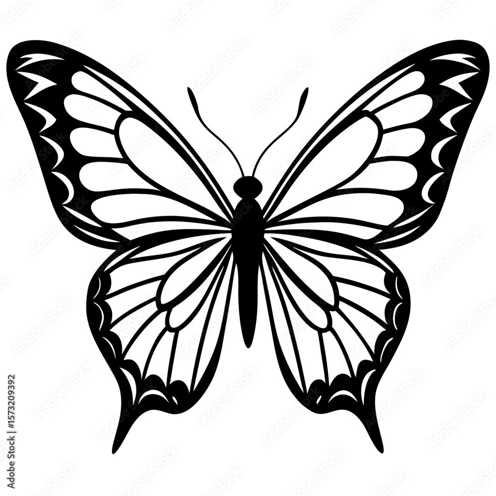 Obraz premium Elegant butterfly with intricate wing patterns in black silhouette