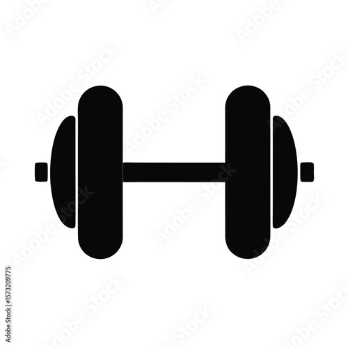 Silhouette of dumbbell with measurement lines for health lifting and workout equipment