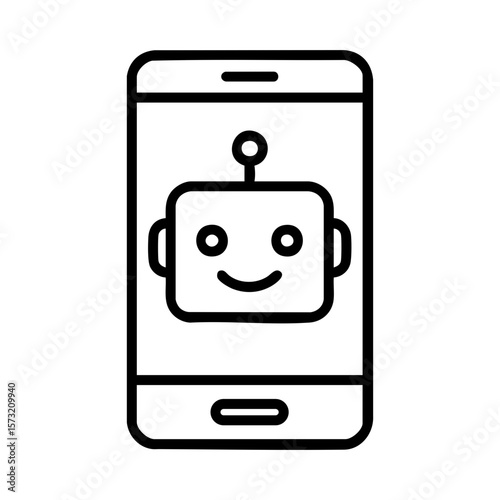 Chatbot icon on smartphone screen for automated support and customer communication
