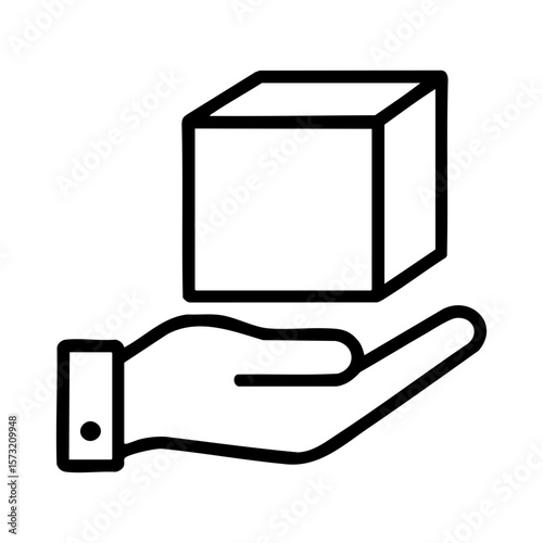 Hand holding product box icon for delivery, customer care, and service support