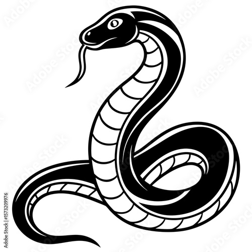 Stylized black cobra snake silhouette with forked tongue