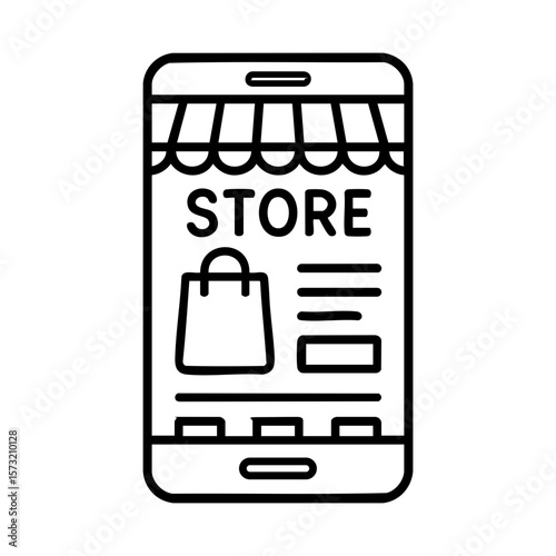 Online shopping store on smartphone screen for ecommerce and digital branding