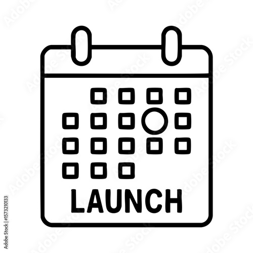 Calendar icon with launch date marked for business planning and startup