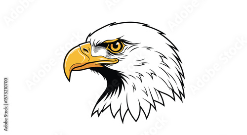 Majestic Bald Eagle Head Profile Illustrating Fierce Determination and Keen Vision in a Striking Artistic Depiction