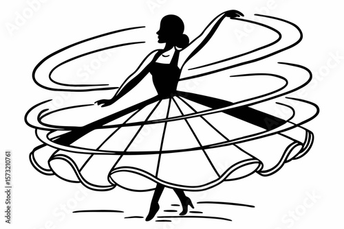 Silhouette of a woman twirling in a flowing dress dancer ballet