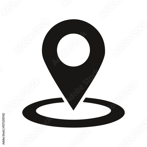 GPS pin with directional arrow silhouette for map navigation travel and geolocation icon