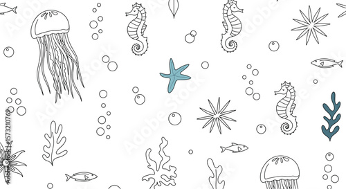 Whimsical Underwater Wonders A Charming Collection of Marine Life Illustrations and Nautical Patterns for Creative Projects