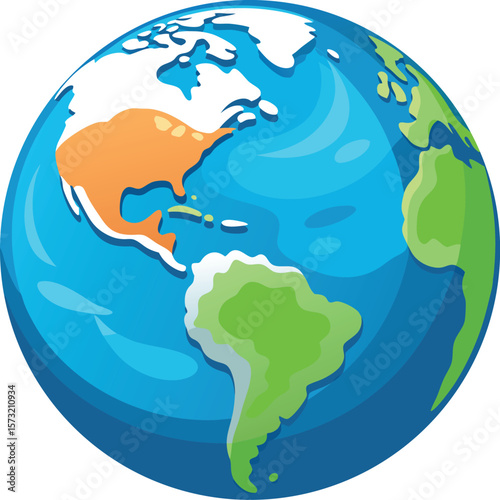 Stylized earth with north and south america prominent