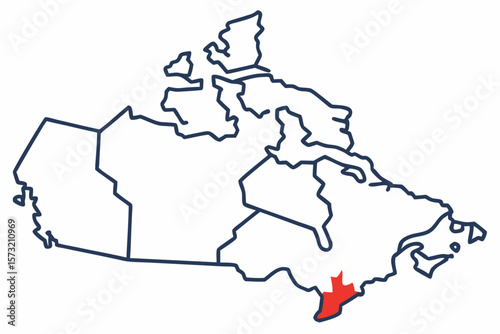 Canada map outline with highlighted province country outline geographic map