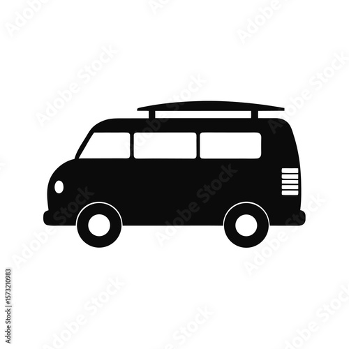 Silhouette of a surf van for travel freedom lifestyle and coastal summer adventure design