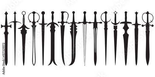 high-quality vector sword silhouettes collection for rpg, game design, fantasy and medieval illustration
