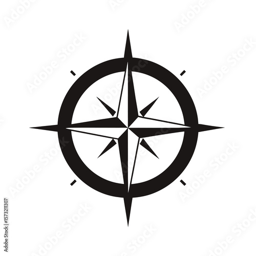 Silhouette of a compass icon for direction outdoor trekking and navigation purposes