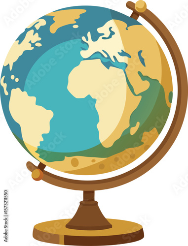 Stylized globe of earth on a wooden stand