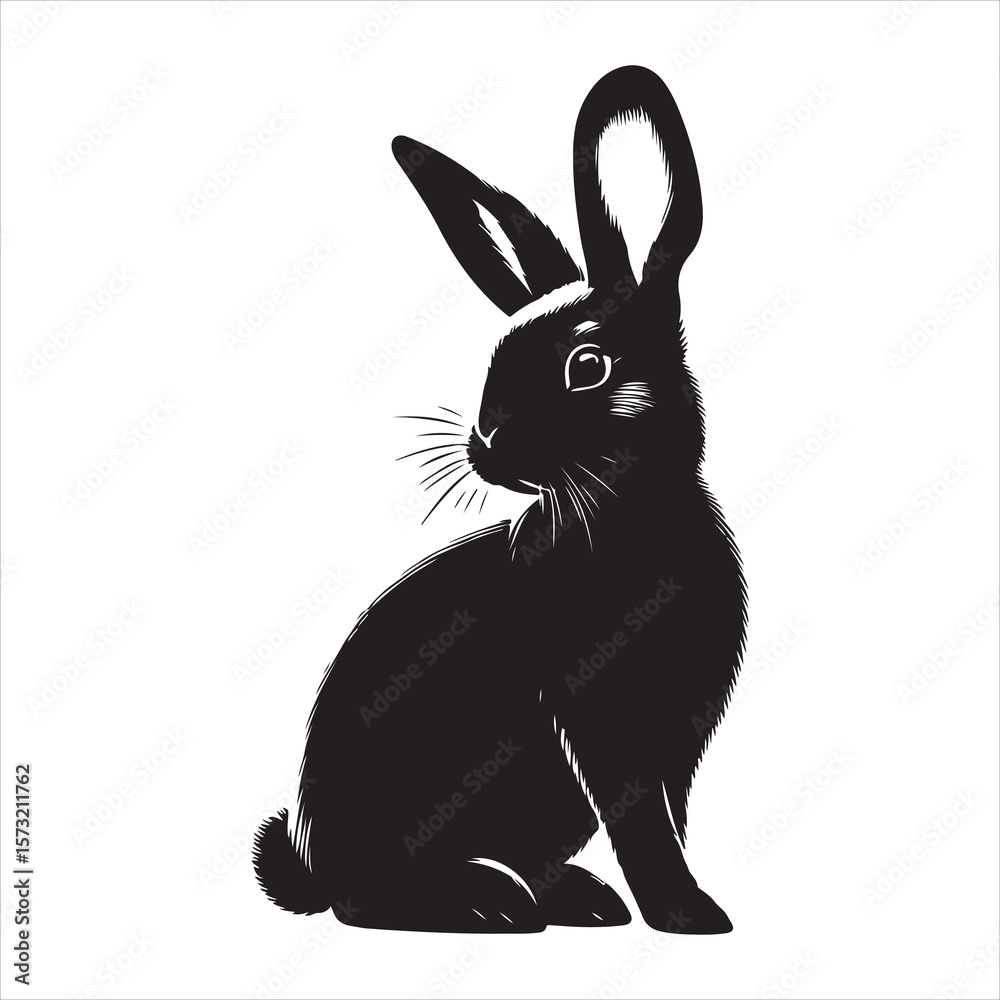 Fototapeta premium Silhouette vector of a rabbit standing on a white background