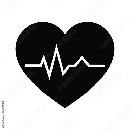 Heartbeat monitor inside heart silhouette for healthcare hospital and heart health design  