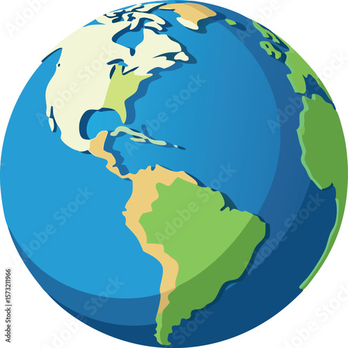 Stylized illustration of planet earth showing north and south america