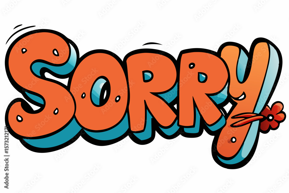 Orange and blue graffiti sorry text lettering word Orange and blue graffiti sorry text lettering word