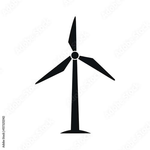 Wind turbine silhouette icon for green energy electricity and sustainable environment art