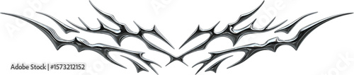 Fotografie 3D chrome tribal graphic with sharp edges and futuristic style