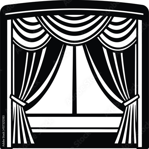 A vector illustration of red velvet curtains with a spotlight, perfect for a stage, theater, or cinema performance backdrop, classic style, artistic design, theatrica