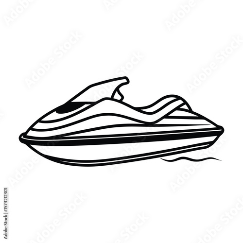 Vector Clip Art Illustration of a Jet Ski Outline Isolated on a White Background
