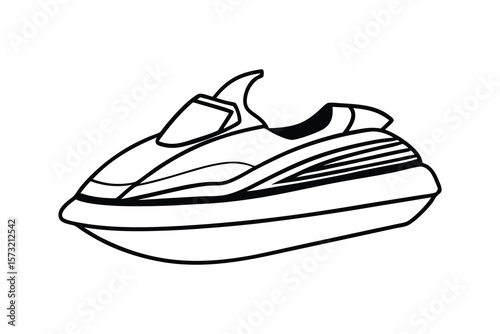 Vector Clip Art Illustration of a Jet Ski Outline Isolated on a White Background

