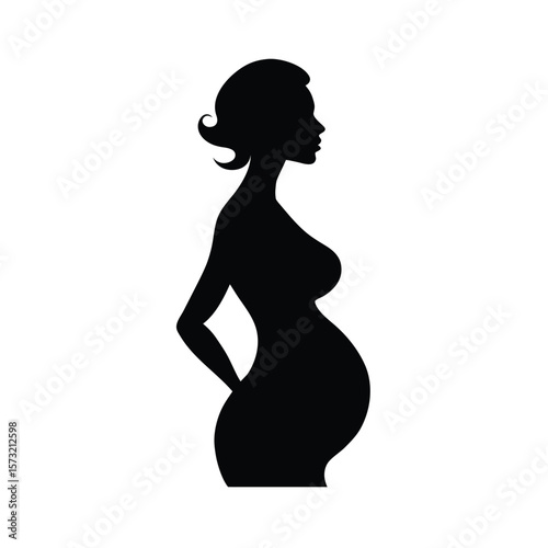 Silhouette of a pregnant woman in profile pose for maternity motherhood and family care