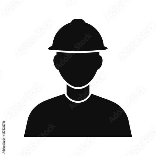 Construction worker silhouette with hard hat for construction site and workforce concept