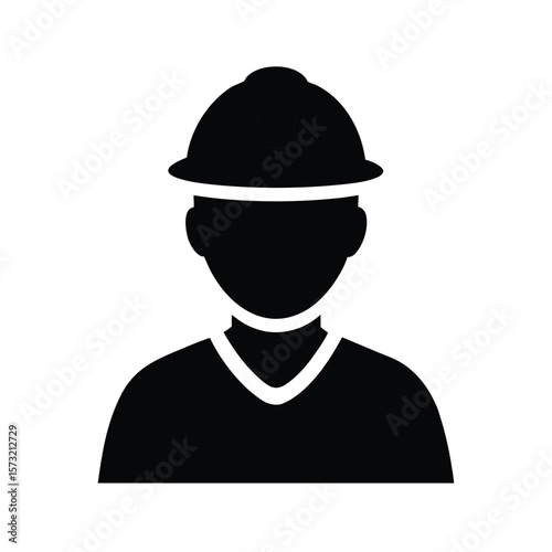 Construction worker wearing helmet silhouette for labor industry building and safety theme