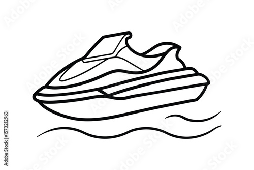 Vector Clip Art Illustration of a Jet Ski Outline Isolated on a White Background

