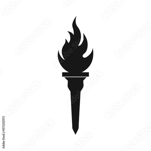 Torch with fire flames silhouette for sports events freedom symbol and energy concept