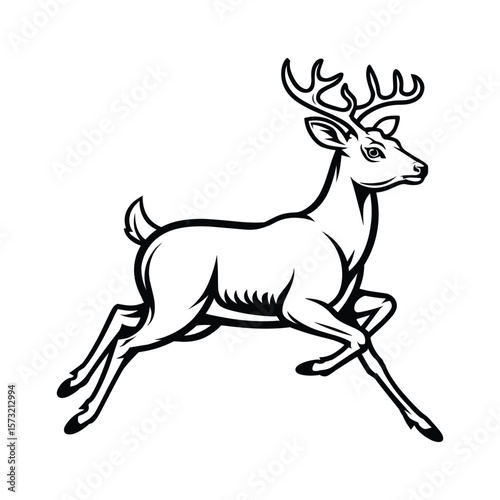 Wallpaper Mural 
Stylized Deer in Motion, Monochromatic Illustration Torontodigital.ca