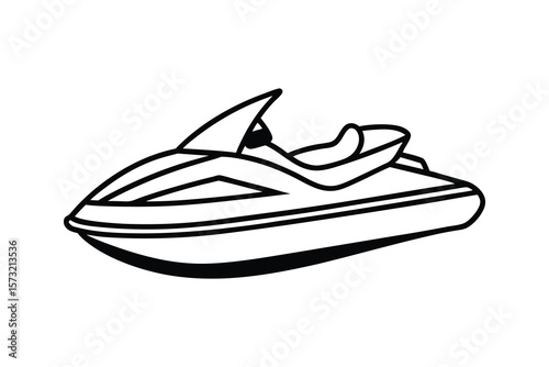 Vector Clip Art Illustration of a Jet Ski Outline Isolated on a White Background
