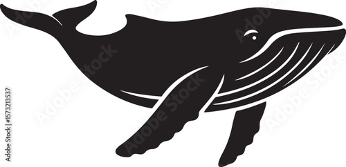 Leaping humpback whale ocean theme, Majestic whale silhouette illustration