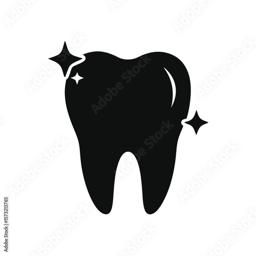 Silhouette of sparkling tooth icon for dentist clinics clean teeth and health symbols