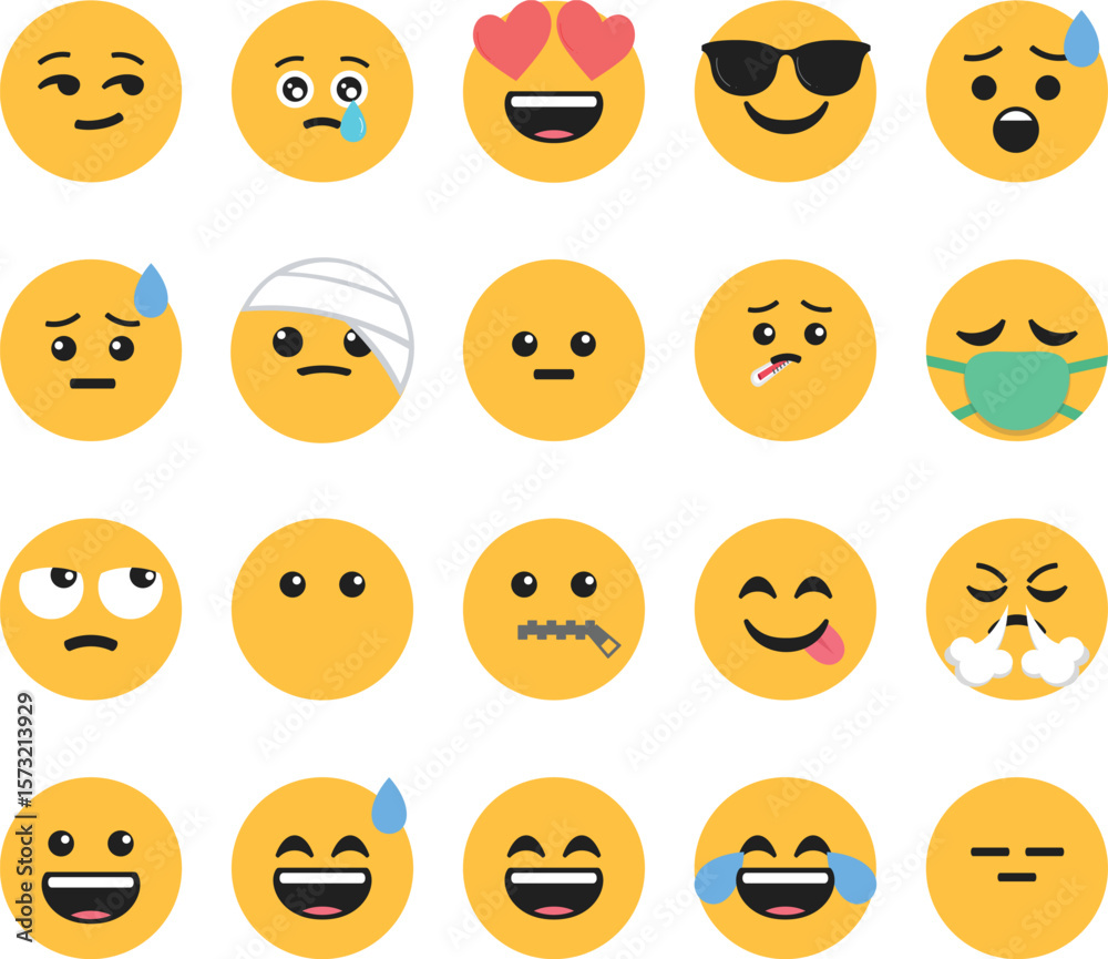 Fototapeta premium Emoji faces. Collection of emoticons