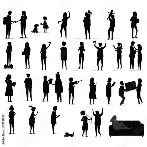 silhouette of people , silhouette of humans