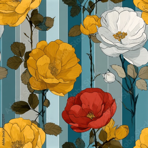 Floral Pattern Design with Vibrant Colors and Elegant Composition