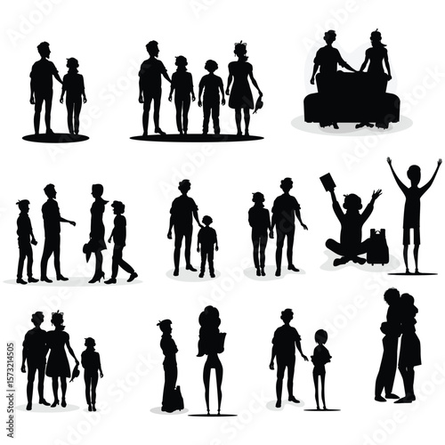 silhouette of people , silhouette of humans