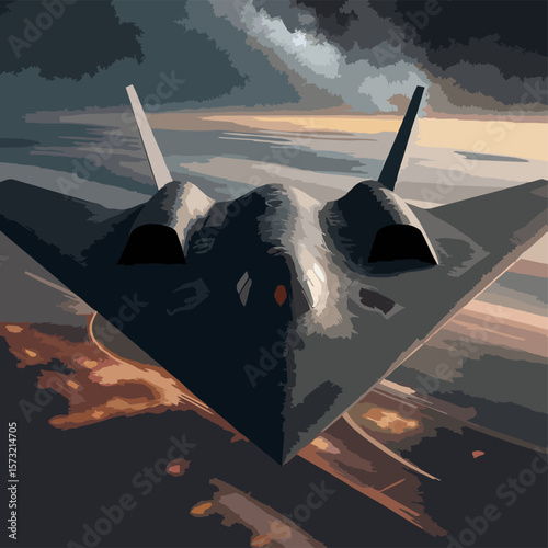 Flat Silhouette Vector – B2 Bomber Plane