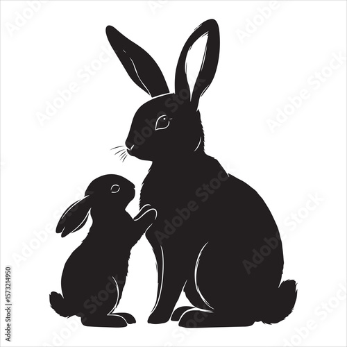 Silhouette vector of a rabbit standing on a white background