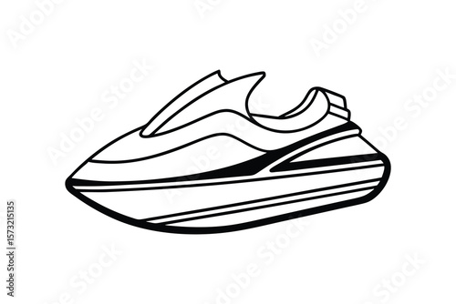Vector Clip Art Illustration of a Jet Ski Outline Isolated on a White Background

