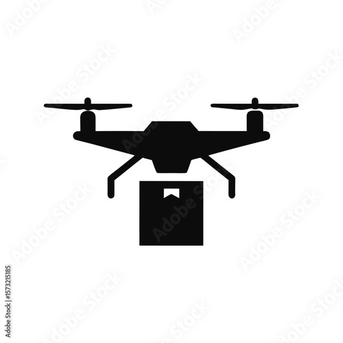 Silhouette of a delivery drone carrying parcel for fast shipping ecommerce and logistics  