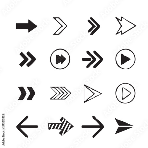 Arrows in the direction :A curated collection of diverse arrow illustrations, highlighting various directional symbols to represent an array of concepts. Capturing the essence of decision-making.