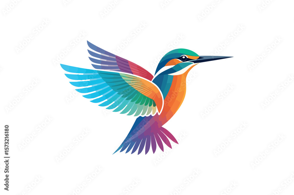 Fototapeta premium Kingfisher Colorful Logo Gradient Vector On White Background.02